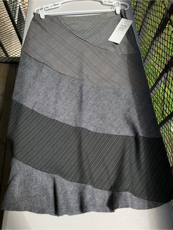 Allison Taylor Dresses & Skirts - Vintage Allison Taylor Gray Mixed Prints Patchwork Striped Skirt Size 10 NWT